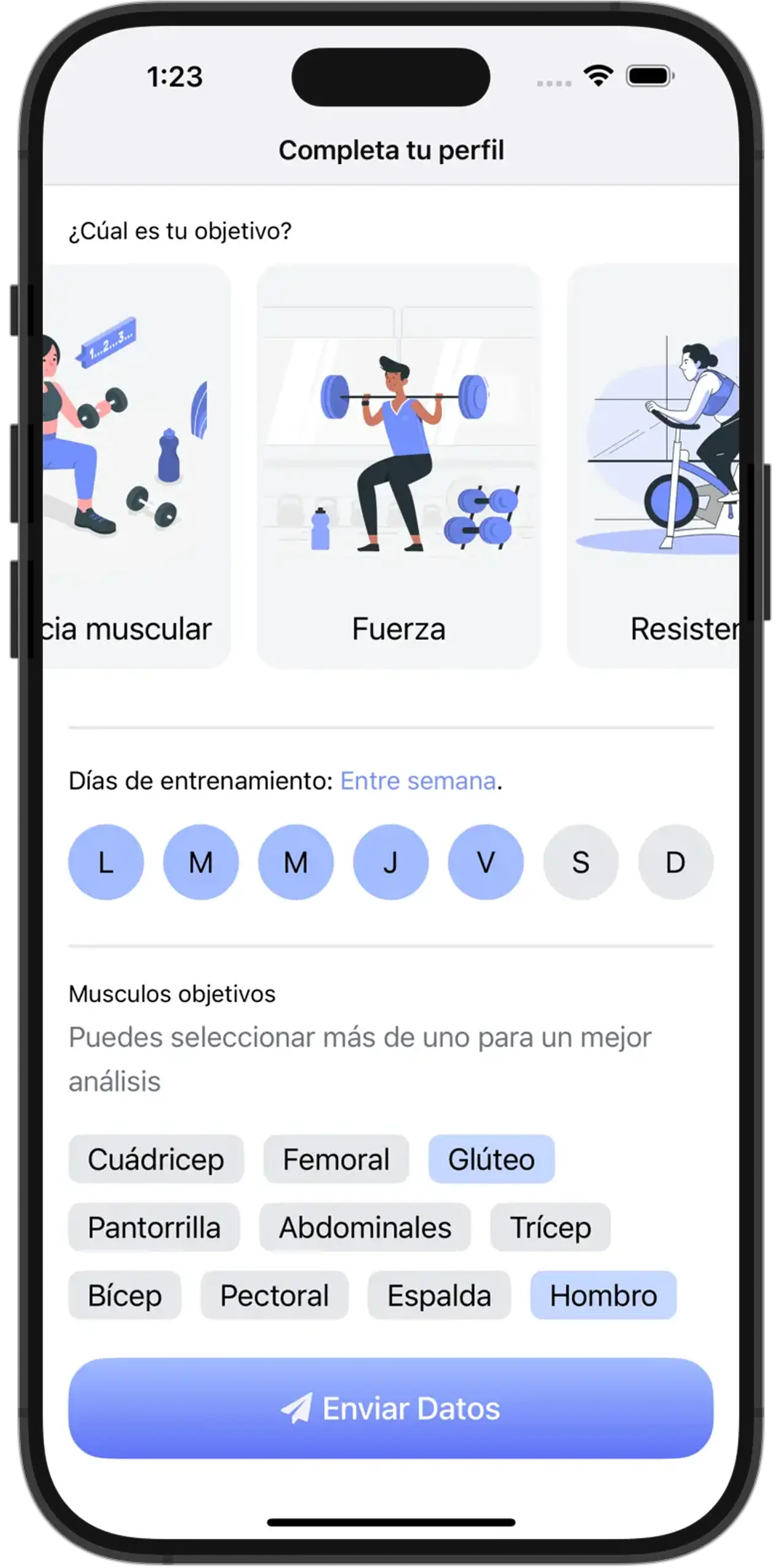 Device with a complete profile form on health app.