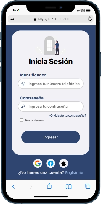 Screenshot of a simple Login.