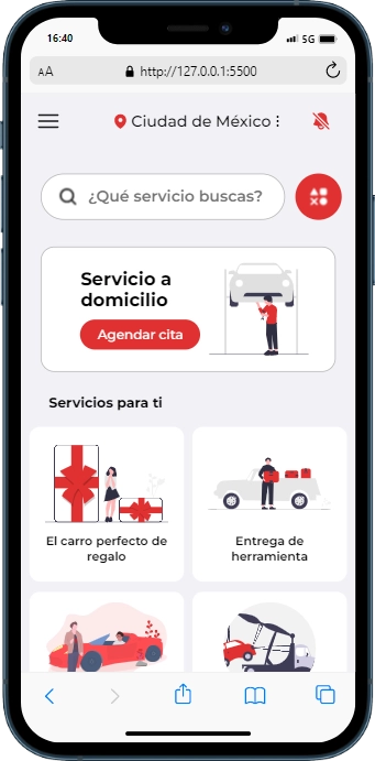 Screenshot of a mechanic web application.